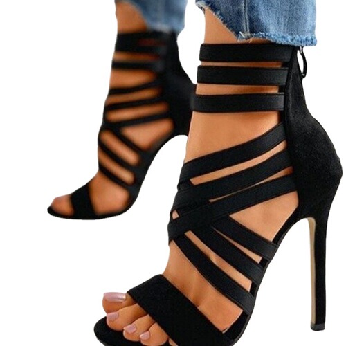 Women's Cross-border International Trade Large Size 35-43 High Heel Sandals  Summer New Fashion Elastic Band Sandals Wholesale