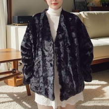 水貂外套女真皮真毛皮毛一体V领皮草外穿网红洋气保暖拼貂