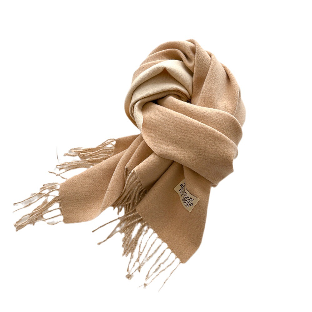 Châle en cachemire doux double face imitation double usage pour femme version coréenne simple écharpe épaisse automne et hiver_voghion.com