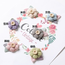 布艺手工花diy配饰 带叶双层五瓣花配件 服饰辅料 双叶麻料五瓣