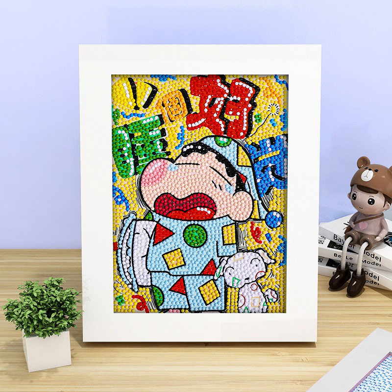Pintura de diamante DIY con marco de fotos para enviar lleno de diamantes y pintura de diamantes para hacer pintura al óleo de dibujos animados educativos para niños 2024 ladrillo pegajoso y diamantes brillantes