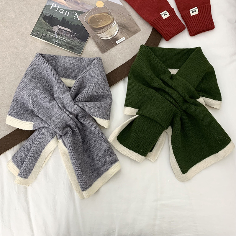 Bufandas de invierno para mujeres calientes estilo coreano universal simple color cruzado perezoso punto collar bufandas de cuello