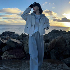 假两件连帽短款冲锋衣外套女2025秋季新款小个子休闲宽松百搭上衣
