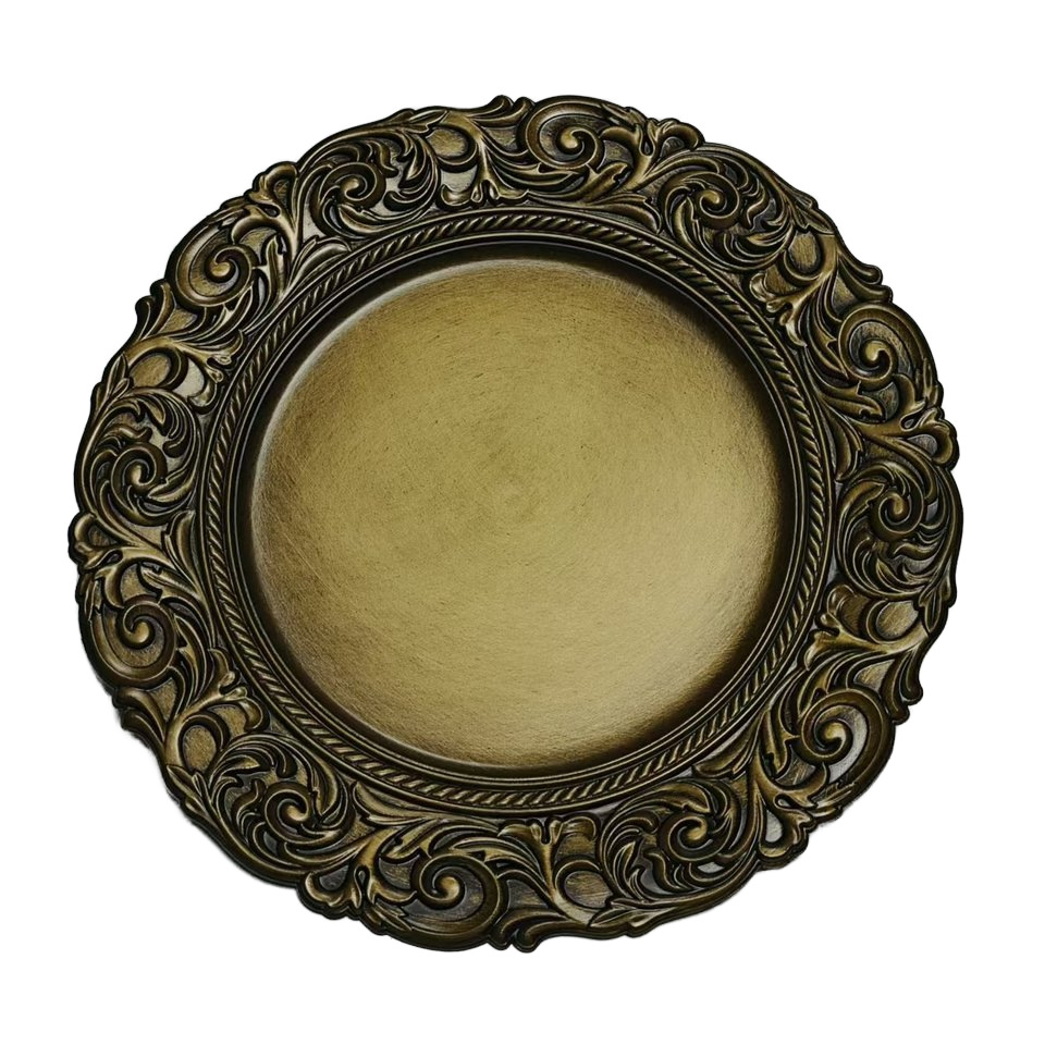 Comercio exterior suministro de platos retro europeos almohadilla de plato de banquete diseño artesanal plato de alto nivel fabricante de plato antiguo