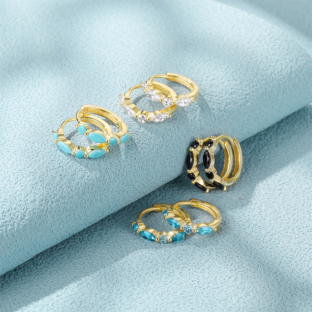 1 Pair Quantity 1 Pair 925 Sterling Silver Geometric Water Droplets Zircon Hoop Earrings Earrings