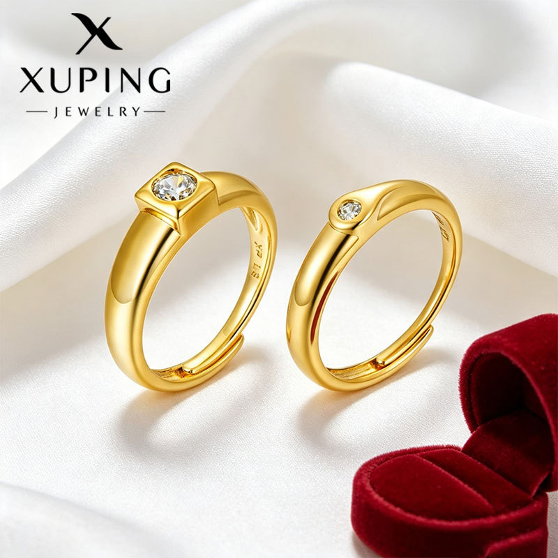 Xuping parejas transfronterizas europeas y estadounidenses nuevos anillos de aleación de color 24k para hombres anillo de boda retro joyas al por mayor