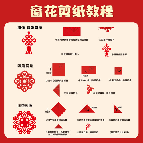 2024 New Year paper-cut window grilles diy children's handmade primary school students semi-finished manuscript Chinese wind dragon pattern