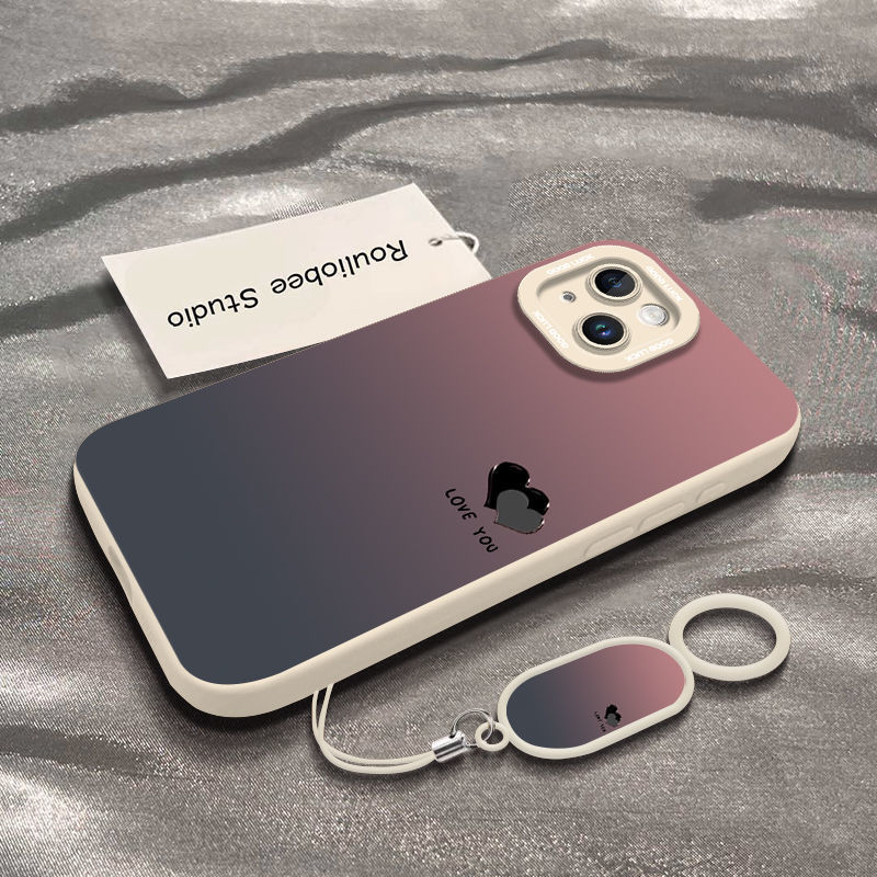 爱心渐变适用手机壳苹果硅胶卡通防摔高级