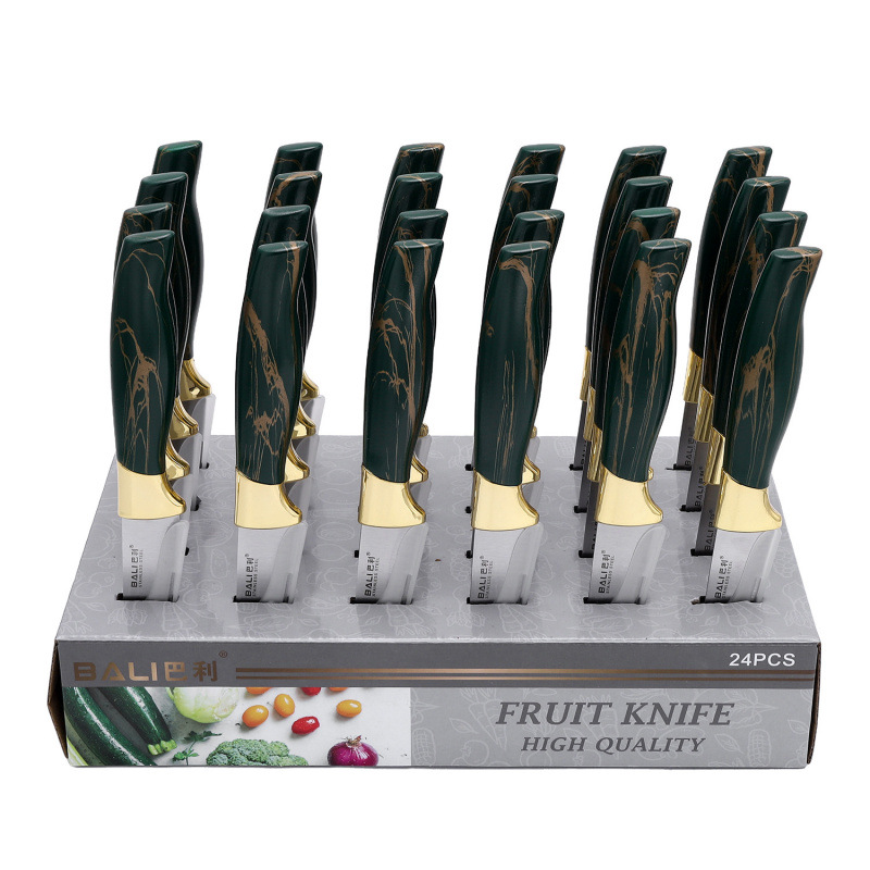 Cuchillo de acero inoxidable cuchillo de regalo cuchillo de madera de venta transfronteriza cuchillo de caja de exhibición cuchillo de fruta afilada