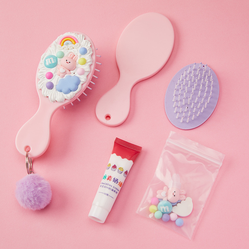 Dibujos Animados DIY crema pegamento masaje cojín de aire peine mini lindo hecho a mano airbag peine regalo para novias