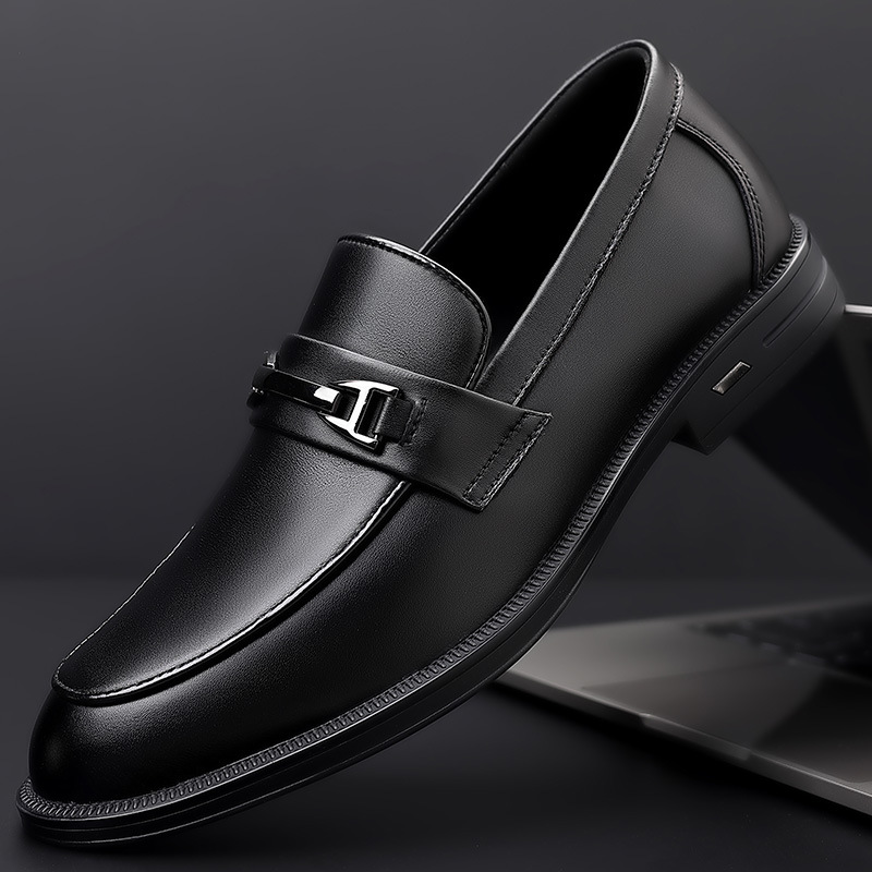 Zapatos de cuero de los hombres de la primera capa del zurriago de la primavera zapatos de los hombres ocasionales puntiagudos coreanos del negocio zapatos de los hombres del desgaste formal británico del cuero genuino image 7