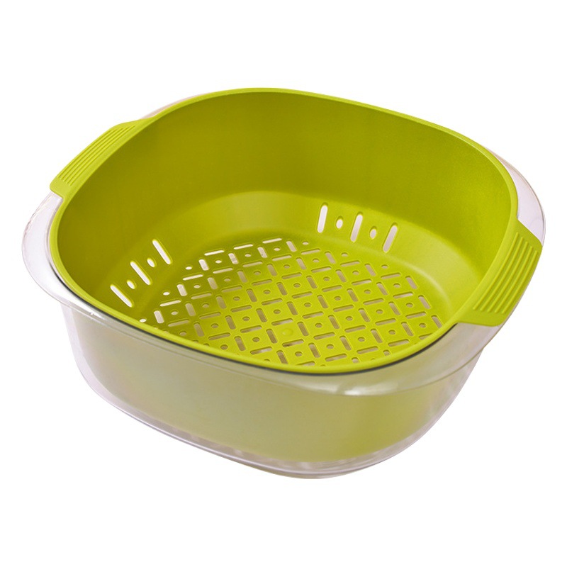 Thickened New Model Pet Draining Basket, Vegetable Washing Basin, Fruit Basin, Double-Layer Household Kitchen Storage and Cleaning Draining Basin