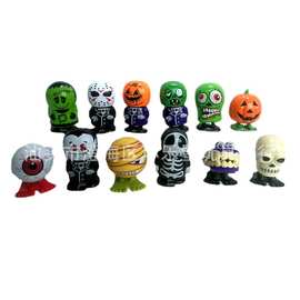 12款上链万圣节公仔跳跳骷髅头怪物南瓜僵尸小白鬼牙鬼节发条玩具