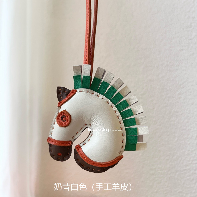 可爱手工羊皮小马头挂件真皮战马独角兽包包挂饰女高档车挂装饰品|undefined