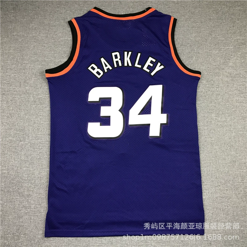 Вышитая баскетбольная майка Suncill Barley, баскетбольная форма Suns Jersey