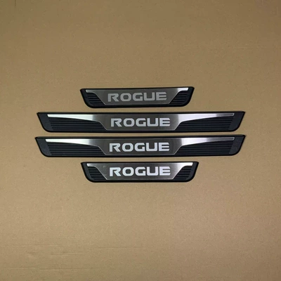 Suitable for Nissan ROGUE FRONTIER Navara exterior door sill trim decorative modification (Dekorativ pedal başlıqları) - rogue-exterior-door-sill-strip-black-base-with-silver-color