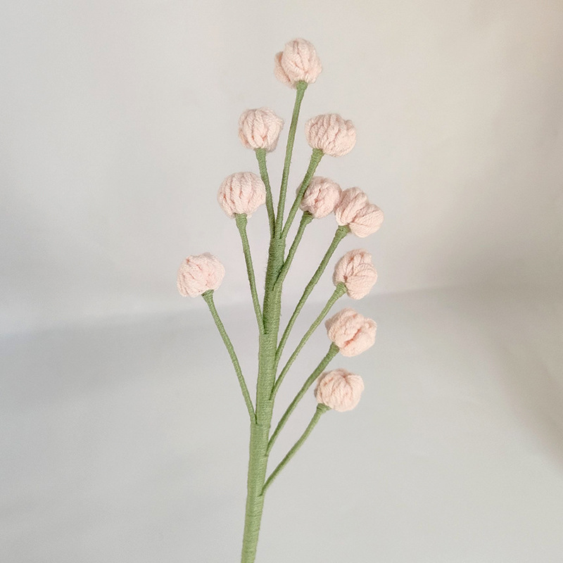 Ramo de flores eternas tejidas a mano multicolor acabado flor falsa Ramo de frutas pequeñas tejidas a todo fósforo de lana con hierba