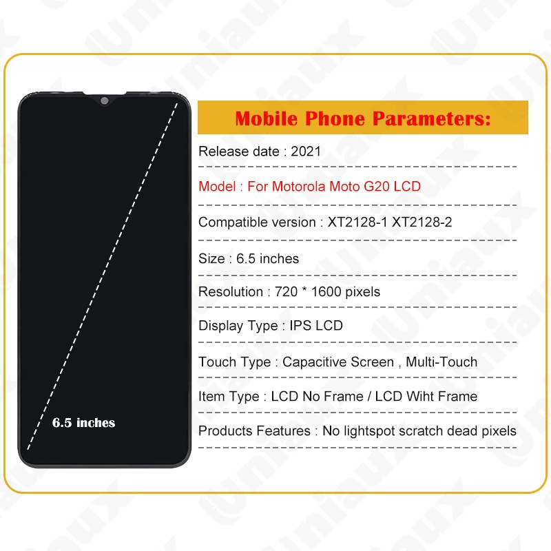 Подходящий для Motorola MOTO G20 экран LCD, дисплей мобильного телефона, внутренний и внешний корпус, сборка дисплея LCD