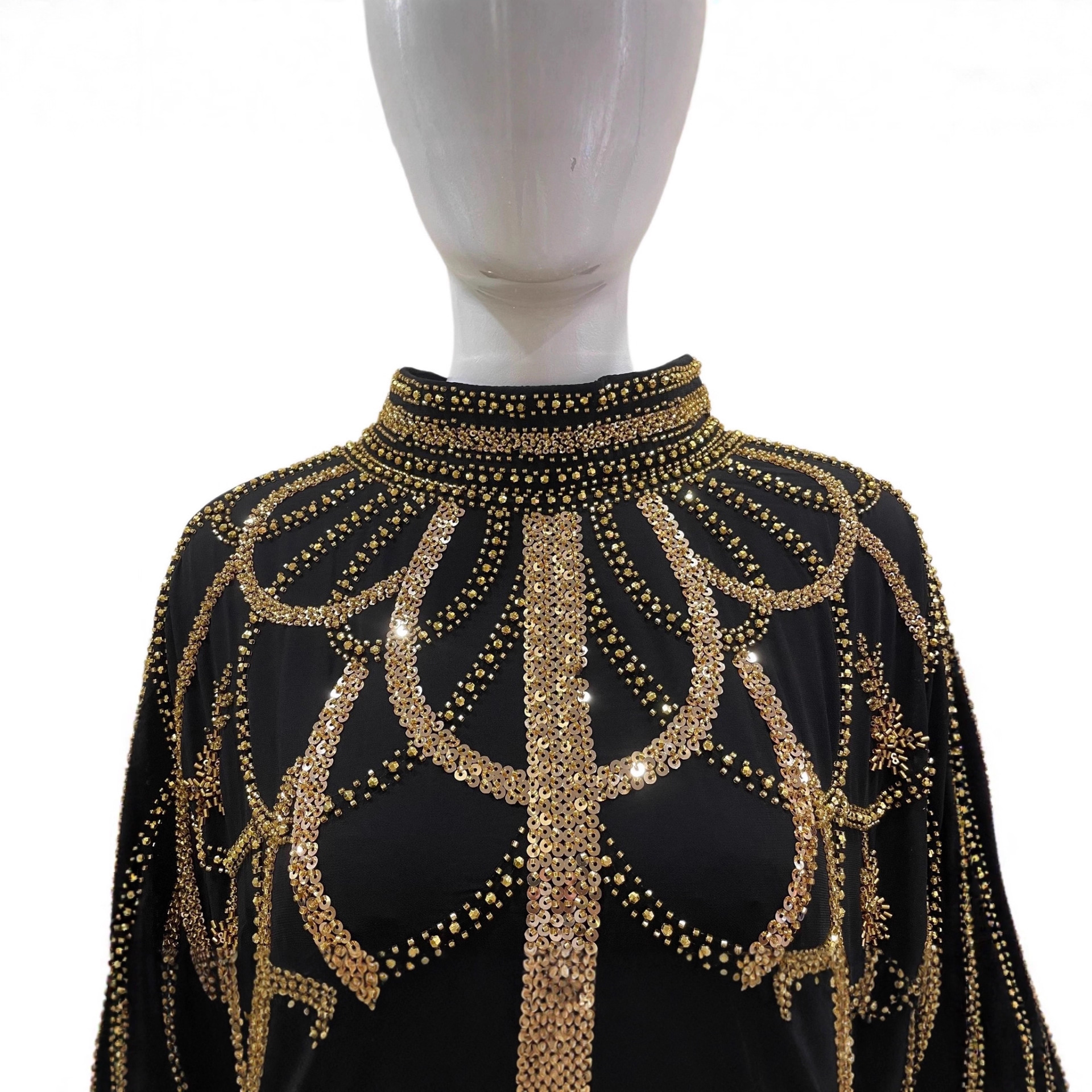 Fashionable Dubai Muslim Bat Sleeve Rhinestone Embellished Robe Arab Middle Eastern Abaya Long Dress_ecoleips.com