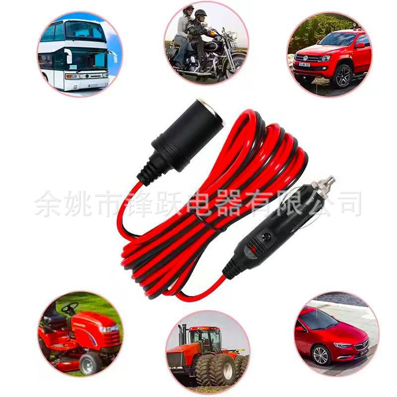 3 m cigarette lighter extension cord 12V/24V male plug adapter 16AWG heavy duty extension cord LED light