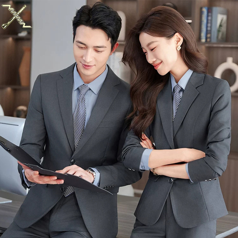 Gray Suit Set for Women, Professional Work Attire, Unisex Business Formal Wear, Sales Department Uniform, Suit for Interviews Gray Suit Set for Women, Professional Work Attire, Unisex Business Formal Wear, Sales Department Uniform, Suit for Interviews