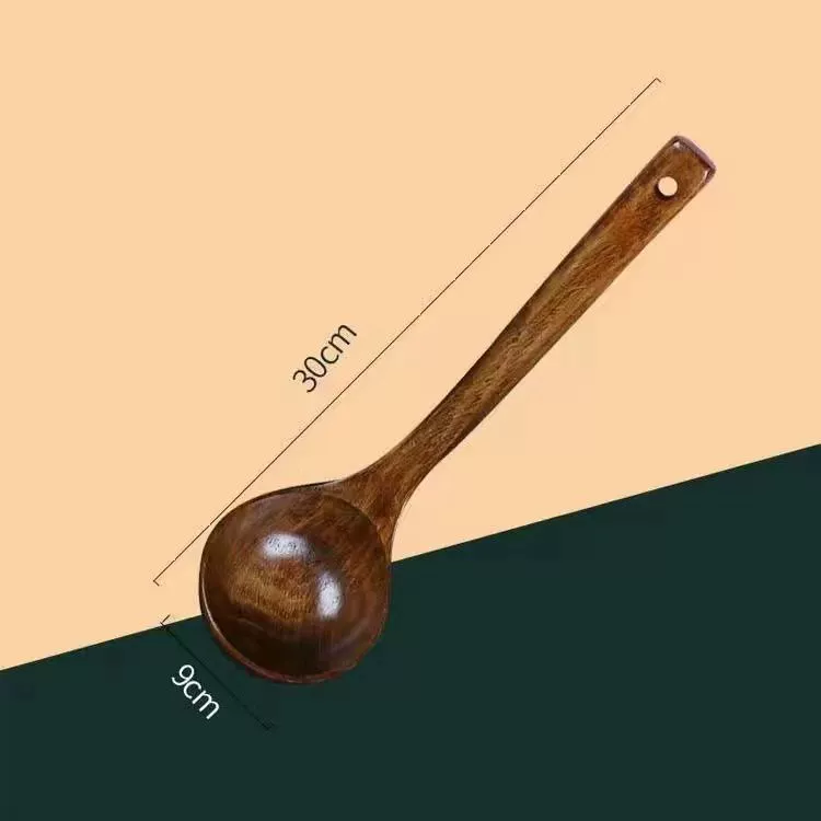 Ложка для супа из твёрдого дерева, большая, ложка для каш, длинная ручка, нескользящая, деревянная ложка для супа, простая, весна таяние