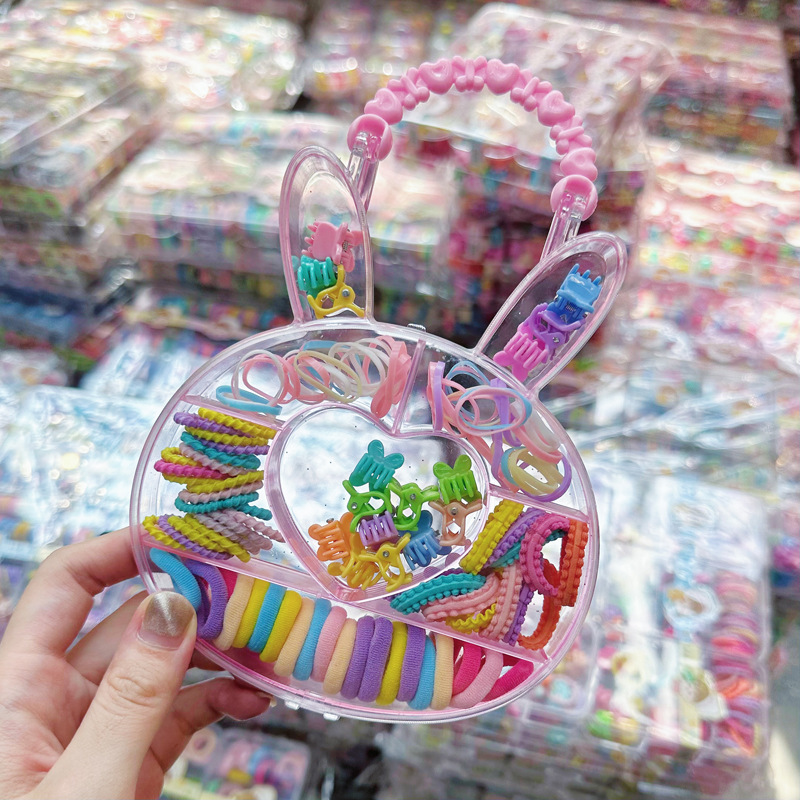 Mini cabeza de princesa en caja, clip de agarre pequeño, clip de flequillo, horquilla rota en la frente, banda elástica para niños, no daña el cabello, anillo del pulgar al por mayor image 67