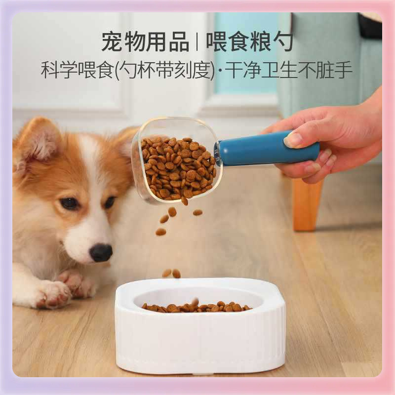 ✅New pet food transparent spoon supplies with scale for feeding cats…