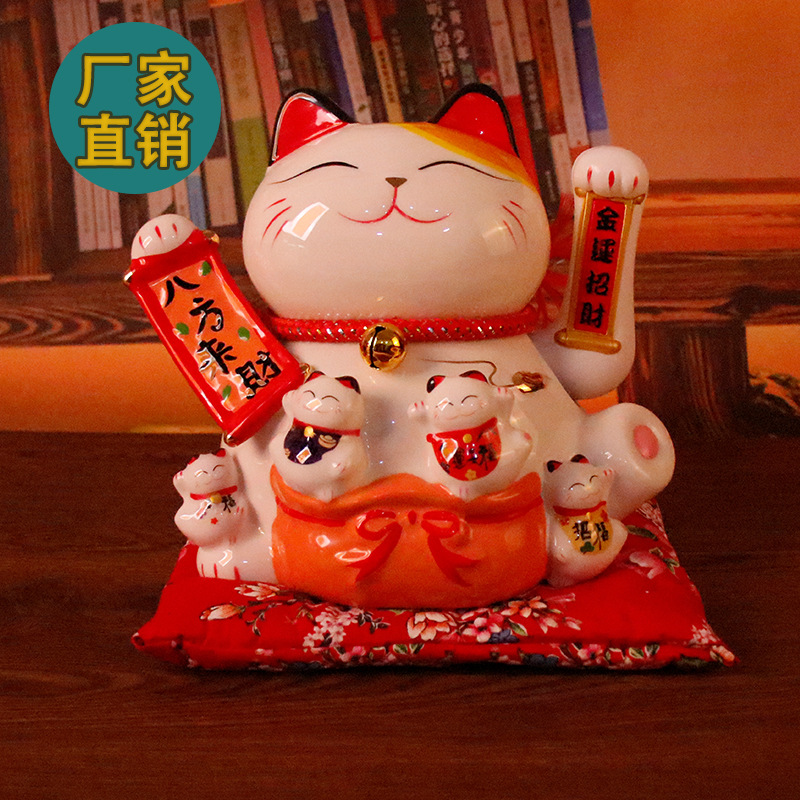 9 인치 럭키 캣 장식 개업 자동 상점 출납원 프론트 데스크 홈 선물 집들이 일본 럭키 캣