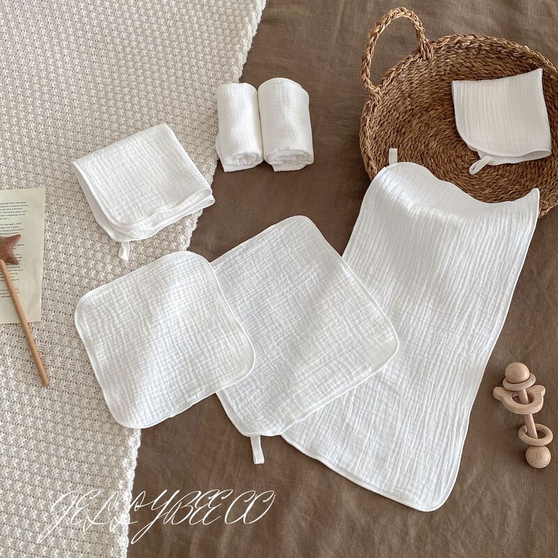 Pure White Baby's Small Square Towel Children's Face Wash Newborn Baby's Milk Wipe Bath Burp Towel Class A Pure Cotton Yarn