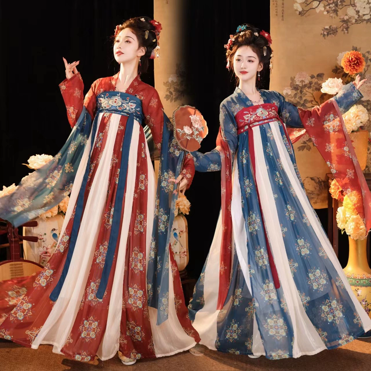 Оригинальная цветная принцесса династии Тан Ци грудь восстановлена юбка в китайском стиле