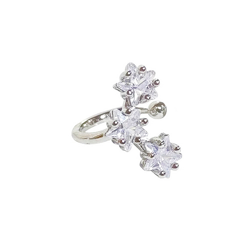 Pendientes tipo auricular de estrellas brillantes con circonio, moda otoñal, estilo romántico sin perforación