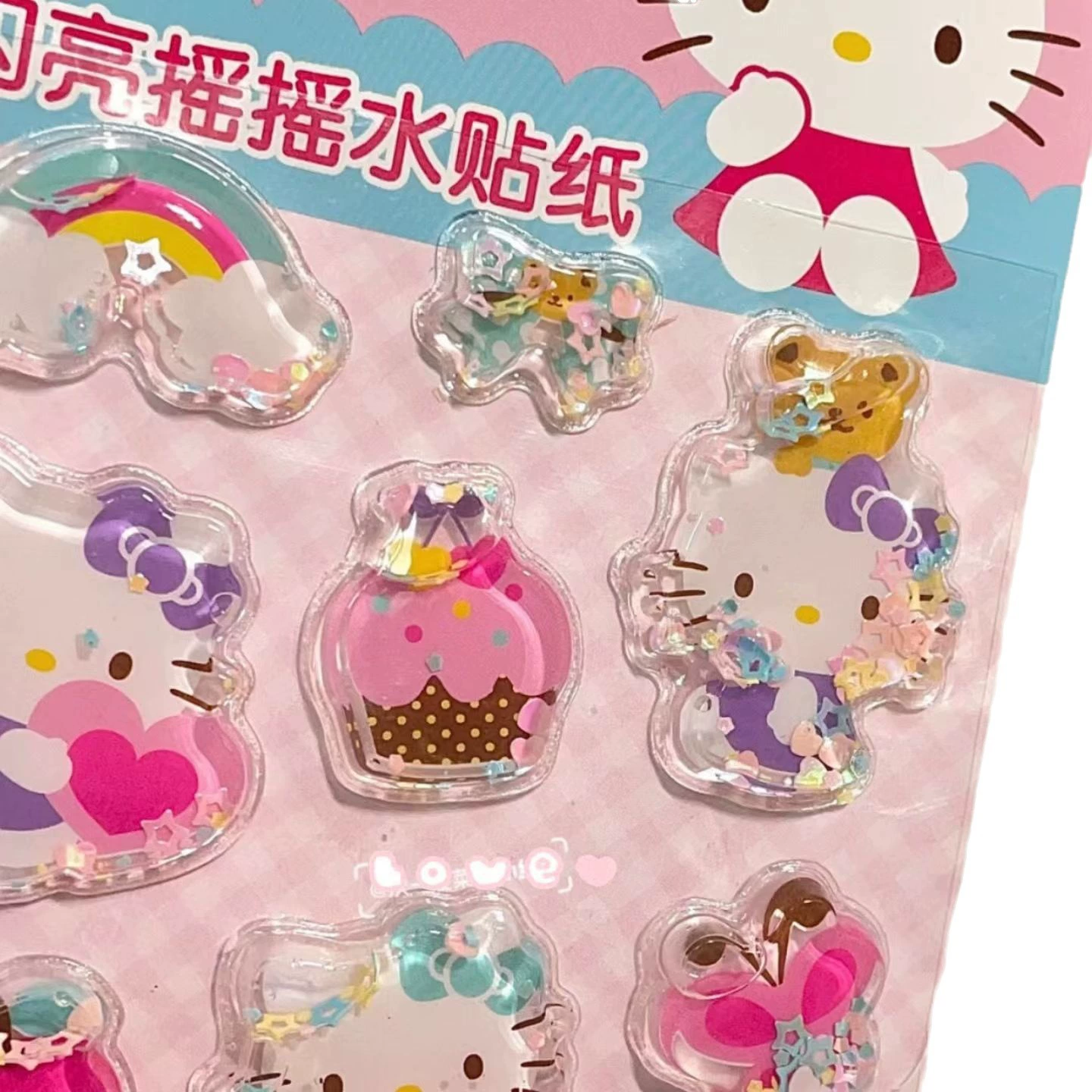 Стрикеры для воды с рисунком Hello Kitty (Sanrio) 3D кристальная пузырьковая декоративная наклейка, 15×10 см, милые цвета