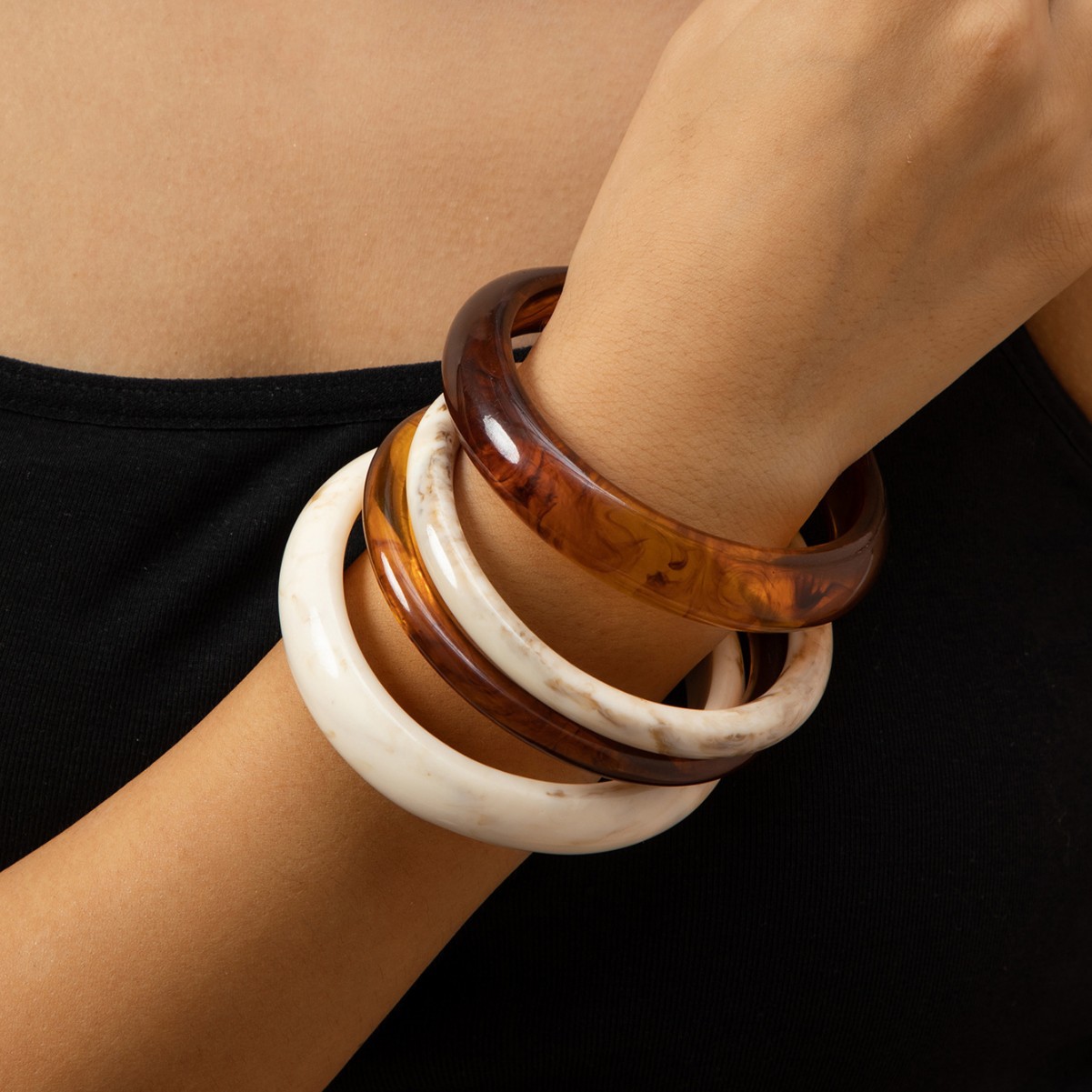 European and American Cross-Border Retro Simple Acrylic Plain Ring Bracelet for Women, New Niche Design, Internet Celebrity Simple Versatile Jewelry