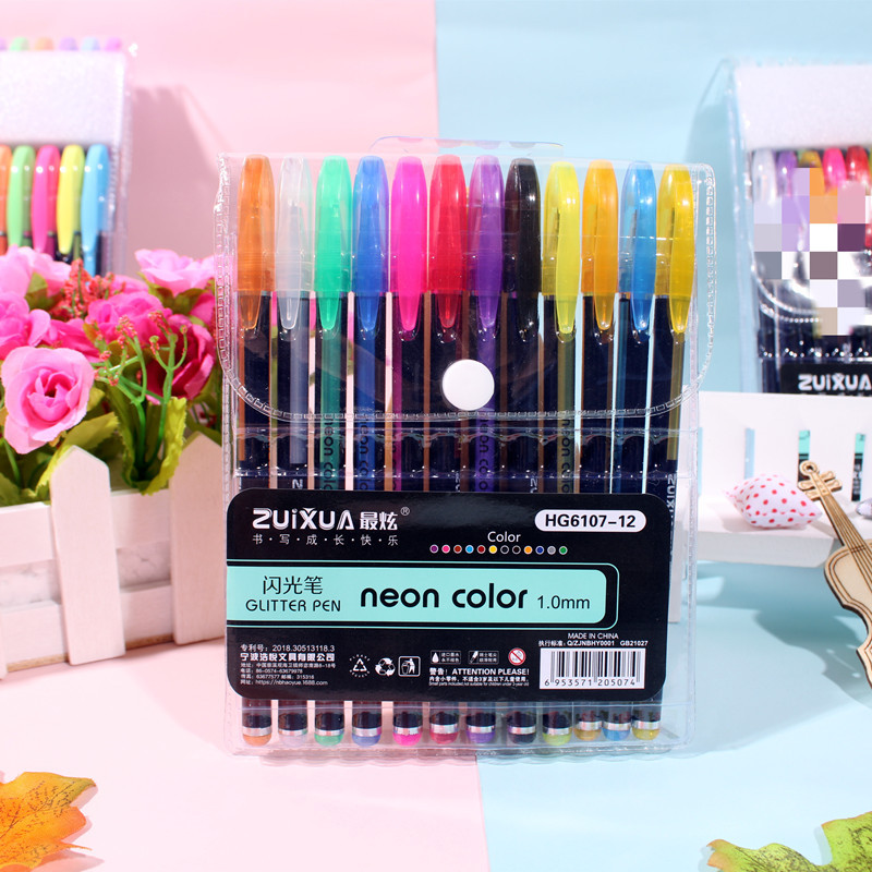 Bolígrafo de gel intermitente para niños, bolígrafo de cuenta manual para tomar notas, marcador para estudiantes, marcador, marcador clave, bolígrafo de acuarela