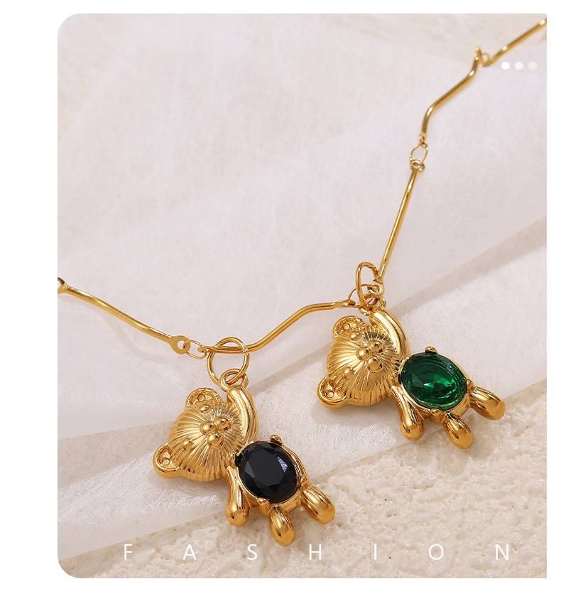 Daily Occasion 1 Piece 304 Stainless Steel PVD Coated Real Gold Plated Bear Polished Pendant