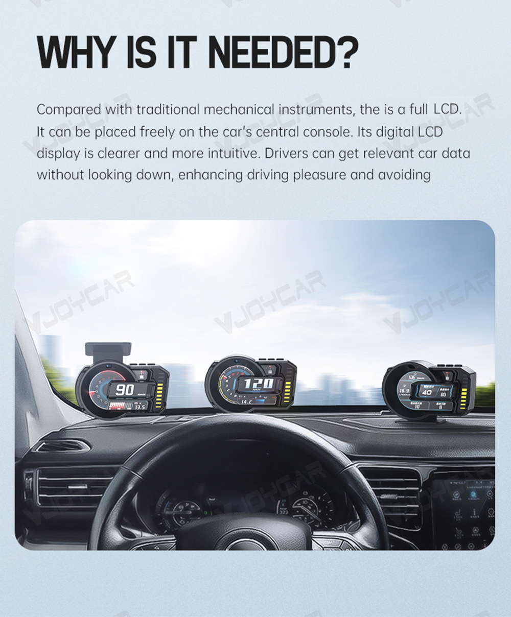 Cross-border new hud head-up display full LCD obd meter gesture switching mode turbine speed meter