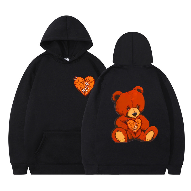 New cross-border pink hat teddy bear print hoodie sweatshirt for men and women, autumn and winter Korean style trendy versatile top wholesale New cross-border pink hat teddy bear print hoodie sweatshirt for men and women, autumn and winter Korean style trendy versatile top wholesale