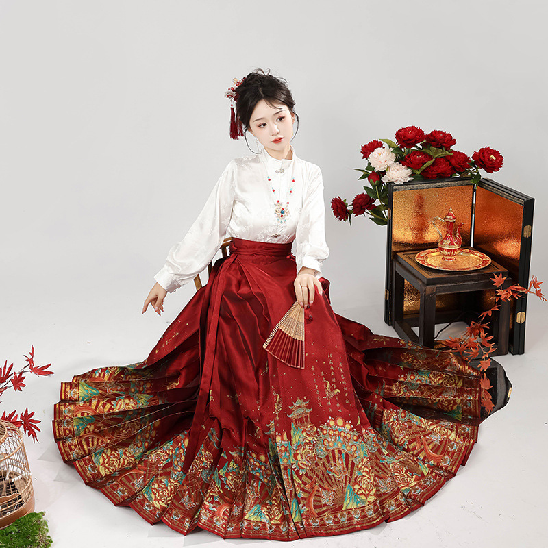 New Chinese-style horse-face skirt suit antique Hanfu Chinese-style Hanfu bride engagement toast adult Hanfu New Chinese-style horse-face skirt suit antique Hanfu Chinese-style Hanfu bride engagement toast adult Hanfu