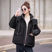 短款羽绒棉服女装冬季连帽小个子宽松加厚保暖时尚棉衣妈妈外套女