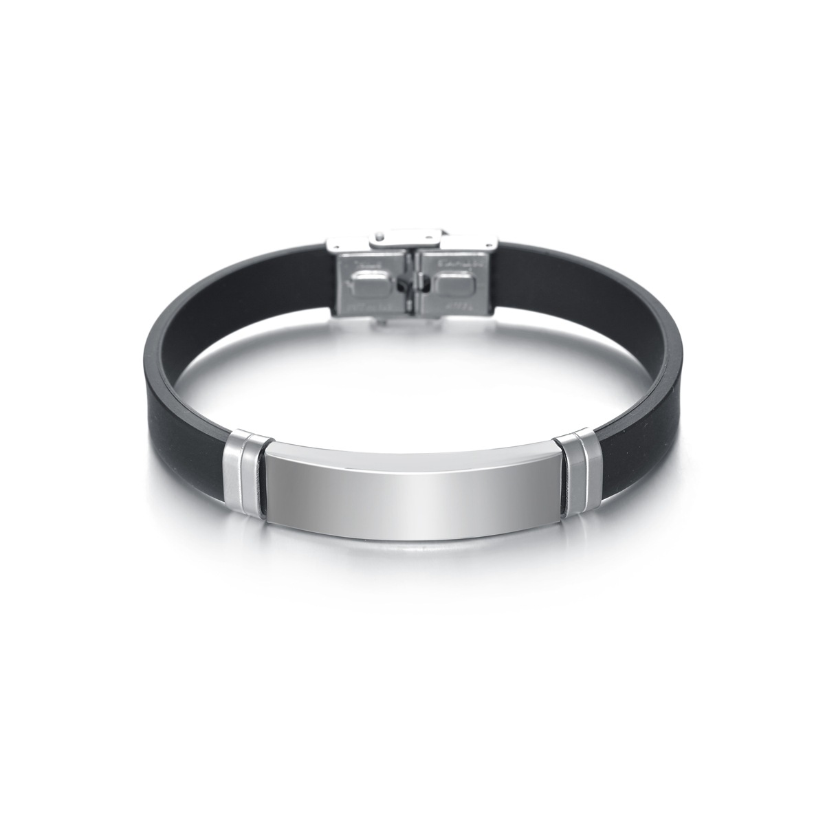 Geometric Pattern Men's Gender Plating Design Simple Style Classic Style Geometric Stainless Steel Silica Gel Plating Vacuum Plating Men's Wristband Men Cuff & Bangle
