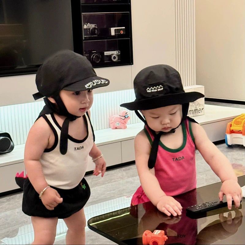 Boys and Girls Summer Vest Baby Stylish Children's Trendy Korean Version Fashionable Letter Color-Blocking Internet Celebrity Inner and Outer Wear