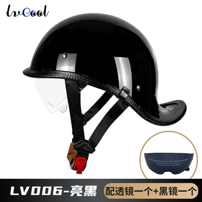 Motosiklet kaskı (dəbilqə) — electric motorcycle helmet lightweight - 006-bright-black-with-lens-black-mirror-m