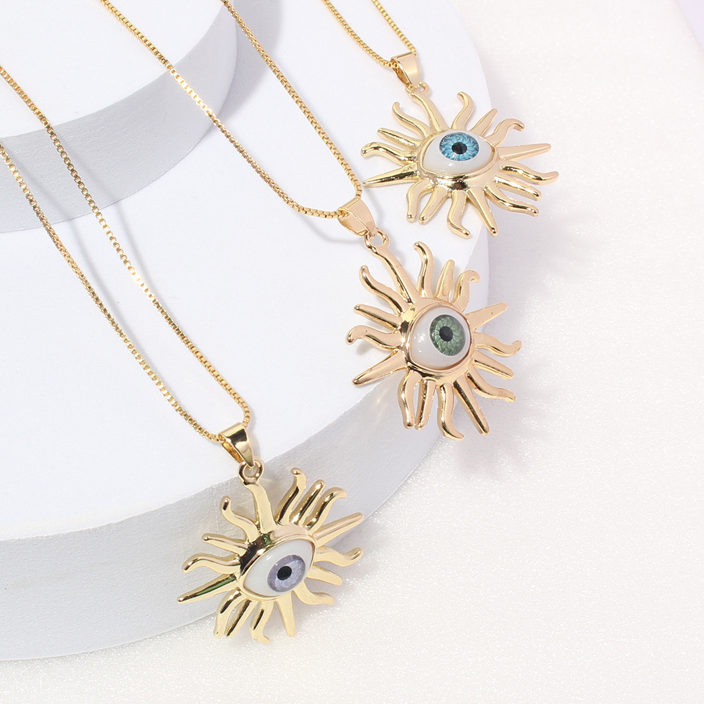 style fashion personality eye element necklace sun evil eye demon eye design sweater chain