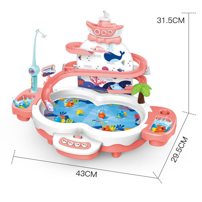 Children's Fishing Toy Baby Baby Dolphin Electric Fishing Disc Set Magnetic Levitation Track Early Education Table Game