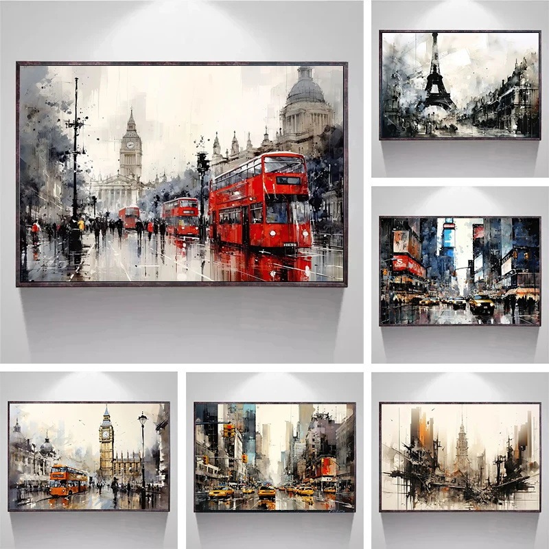 London Paris Watercolor Poster Cross-Border Amazon Shein Aliexpress Canvas Painting Core Hanging Painting