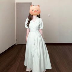夏の2025新型感の小さい背は腰の気質の絶妙な長いスカートのフランスの緑色のシャツのワンピースの女性を収めます。