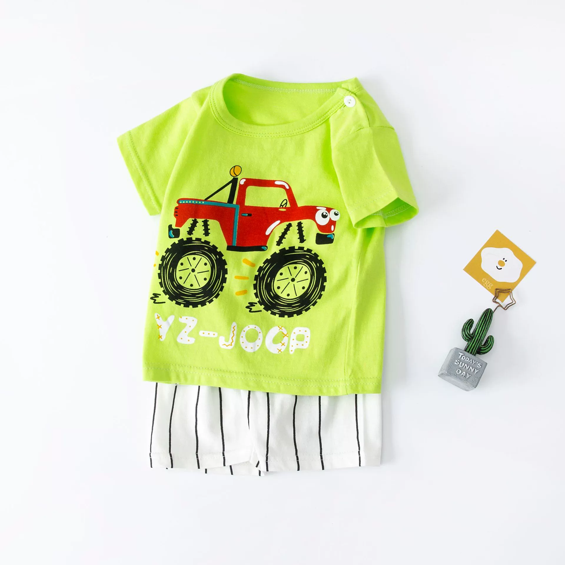 Children's Cotton Short-Sleeve Pajama Set, T-Shirt & Shorts, Cute Prints, Sizes 73–130 cm