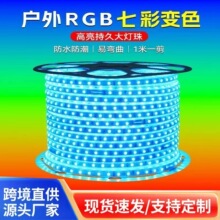 led七彩色灯带220VRGB变光5050户外防水遥控rgb变色装饰广告灯条