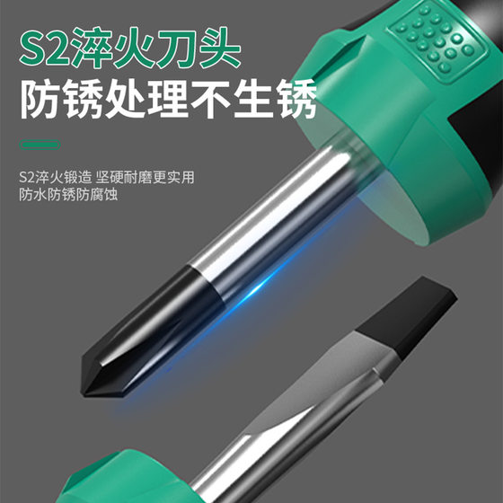 Screwdriver Phillips screwdriver suit industrial grade strong magnetic short handle screwdriver small screwdriver hardware tools